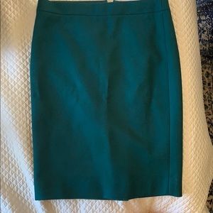 J crew dark green 100% wool pencil skirt